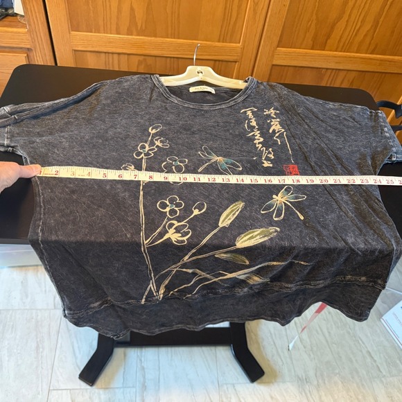 Jess & Jane XL Curiosity Top Asian  Dragonfly Tunic Women's Black Cotton - Picture 5 of 10